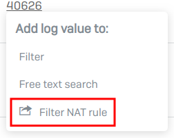 NAT ルールのフィルタリング。