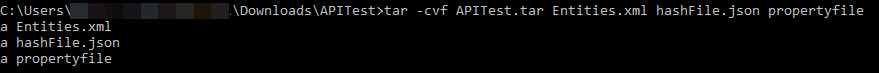 Compressed into a .tar file.