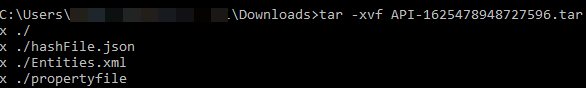 Extracted files.