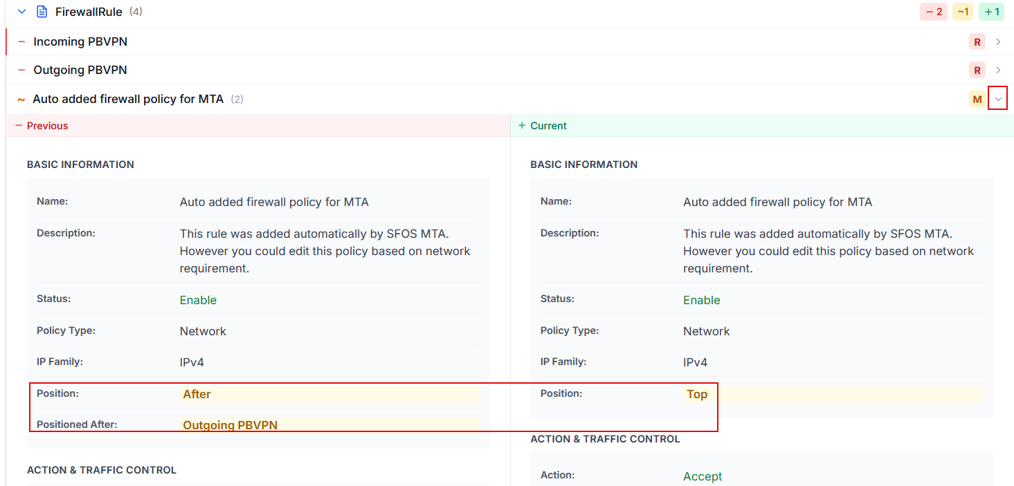 An example of configuration changes.