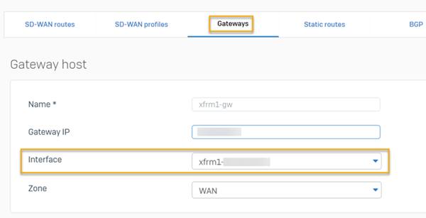 Select interfaces for the gateway hosts.