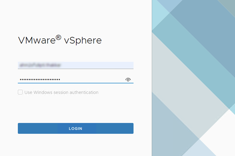 vSphere sign in screen.