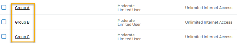 Active Directory groups imported into Sophos Firewall.