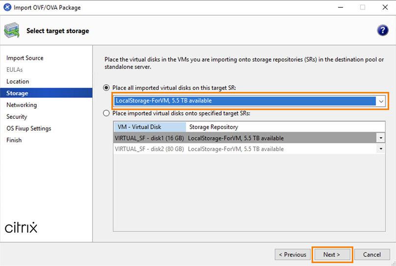 Storage repository selection.