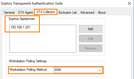 IP アドレスと WMI を指定する。
