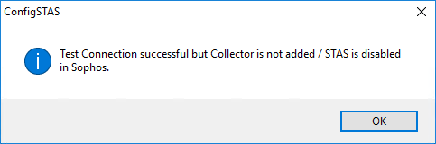 正常に接続できたが、STAS が無効になっていることを示すメッセージ。