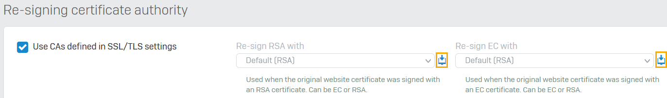 再署名 CA のダウンロード。