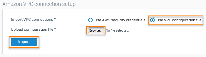 VPC 設定ファイルを使用します。