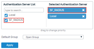 RADIUS サーバーをプライマリ認証サーバーにする。