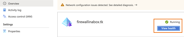 Microsoft Entra Domain Services のステータス。