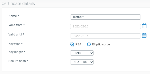 証明書の詳細。
