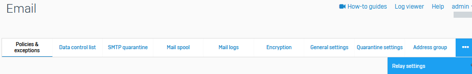 リレーの設定メニュー。