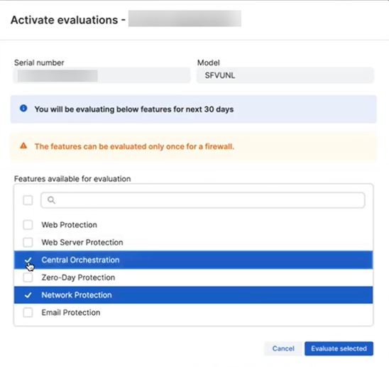 「評価版のアクティベート」ウィンドウ。
