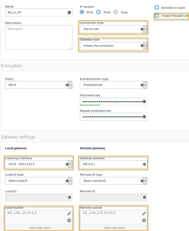 DHCP 向けの支社のファイアウォールの IPsec。