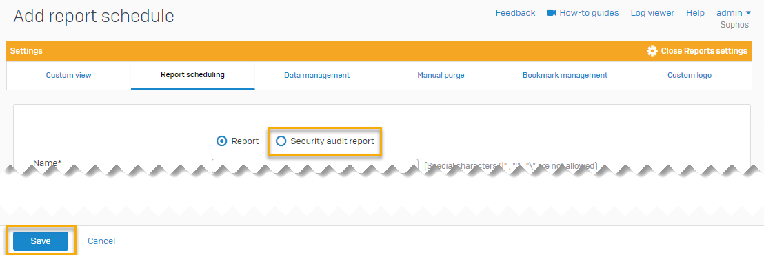 レポートスケジュールページ。