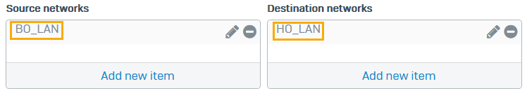 BO でのルートベース VPN の SD-WAN 設定。