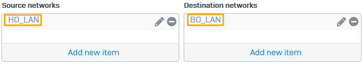 HO でのルートベース VPN の SD-WAN 設定。