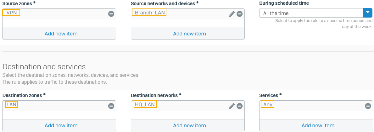 インバウンドファイアウォールルール。