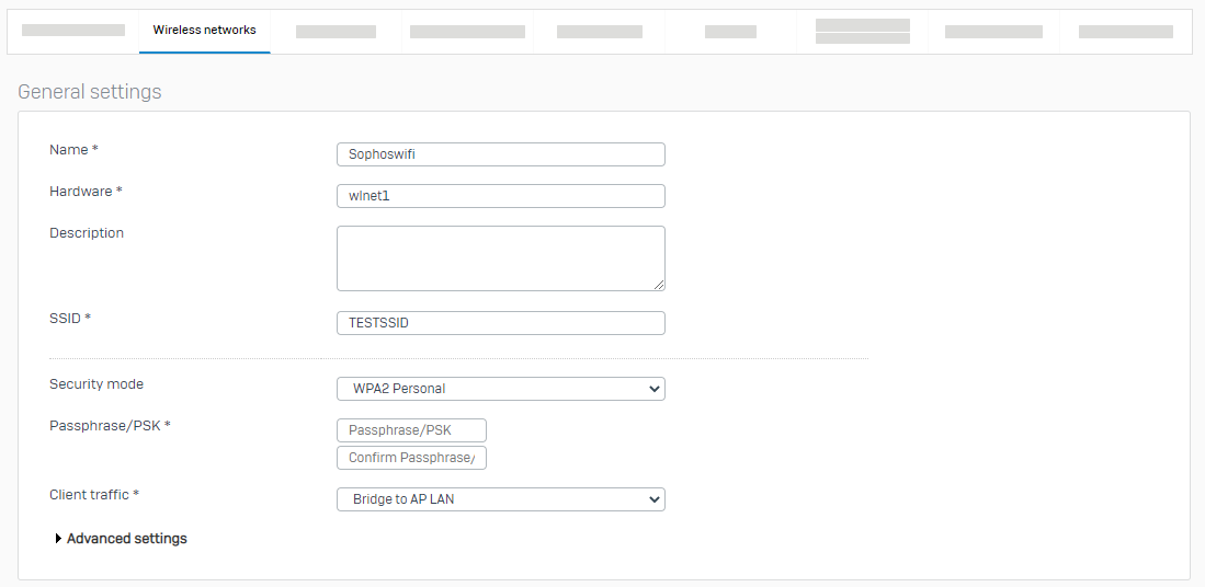 ワイヤレスネットワークのページ。