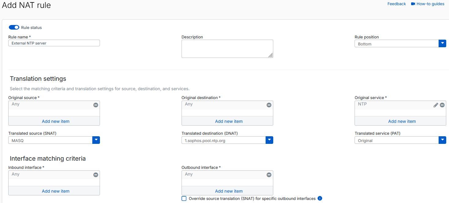 External NTP server NAT.