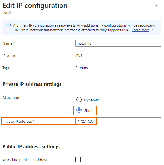 Firewall LAN configuration.