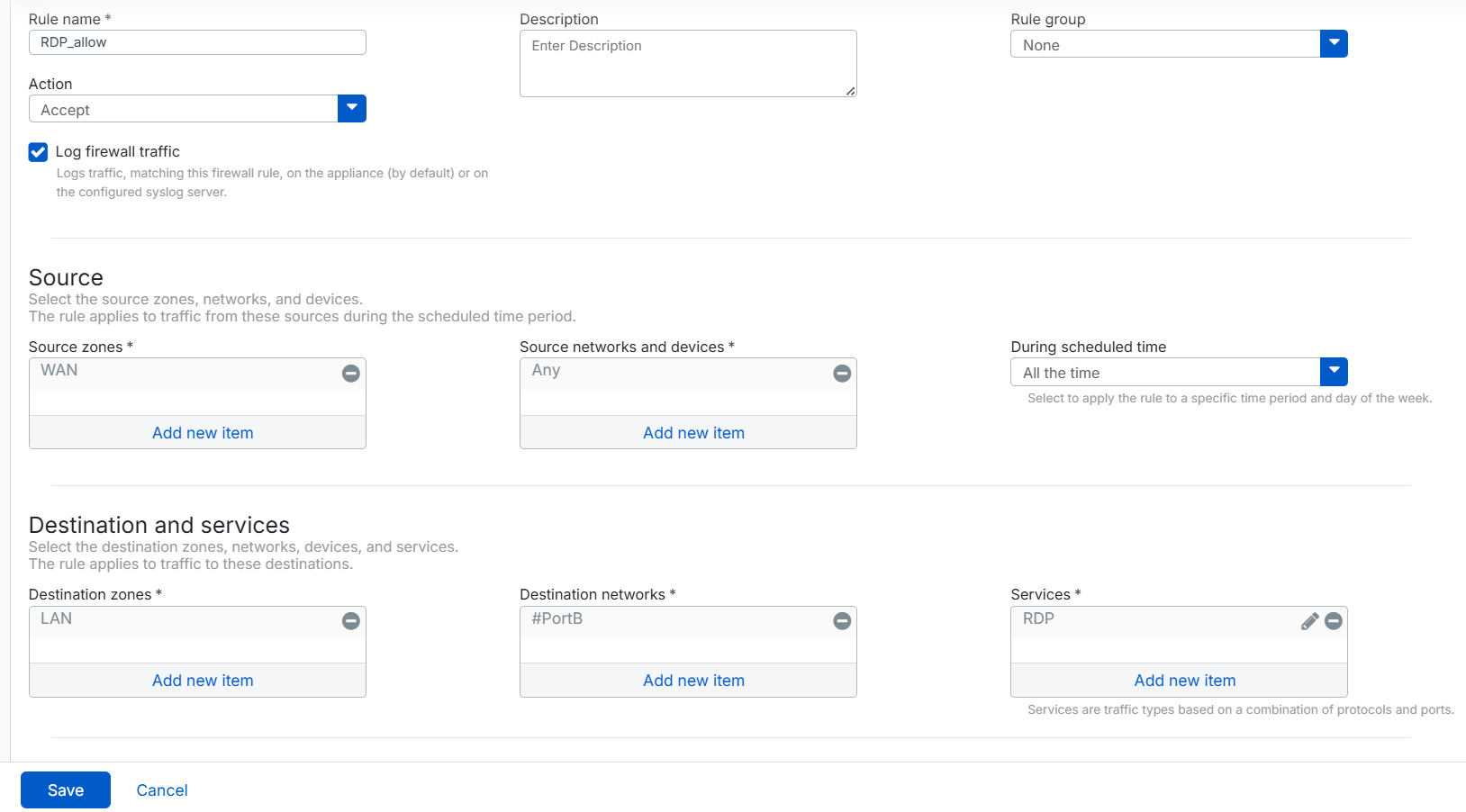 Allow RDP firewall rule.