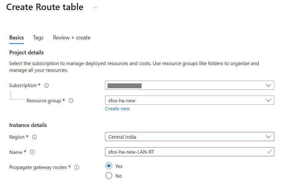 Azure route table.