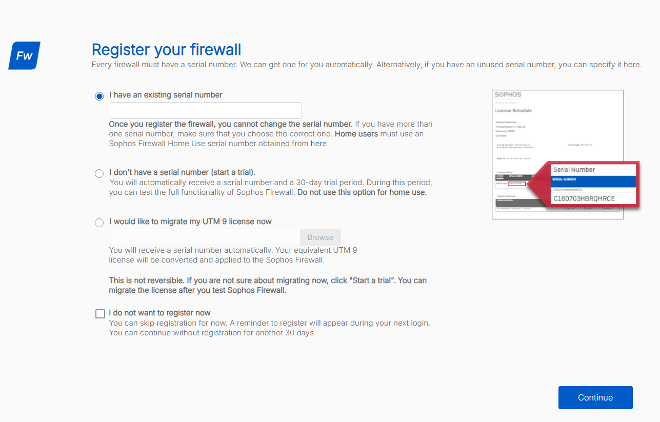 Firewall registration.
