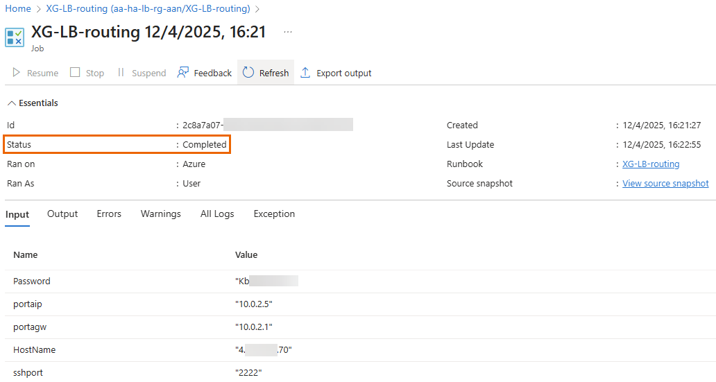 Runbook status complete.