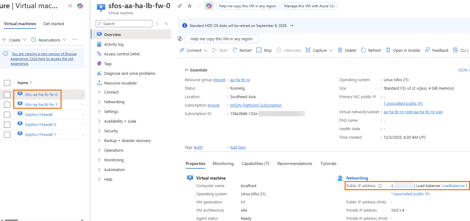 Firewall VM public IP address.