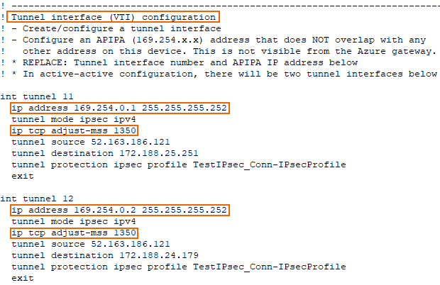 Tunnel configuration.