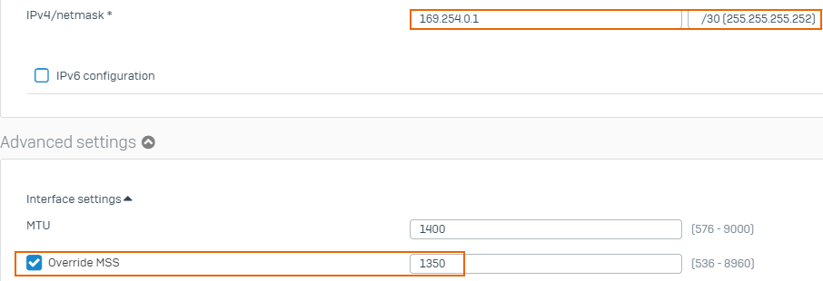 XFRM interface configuration.