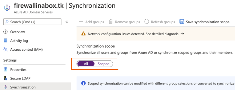 Microsoft Entra Domain Services synchronize.