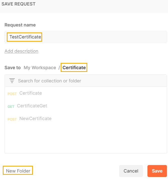 リクエストに対する Postman のコレクション。