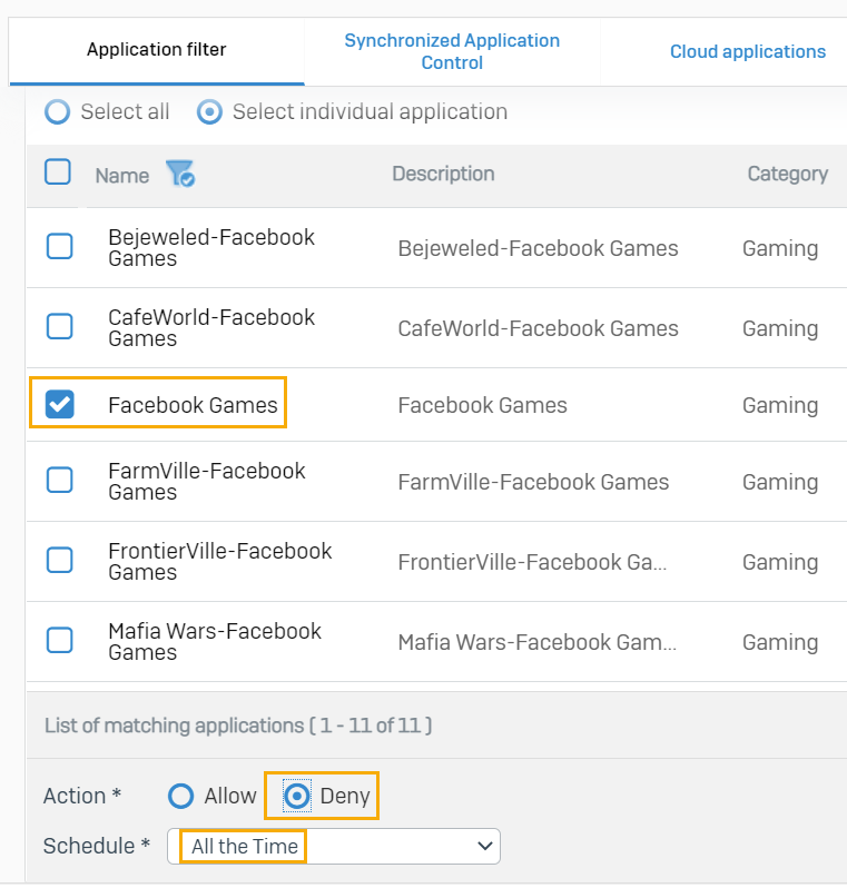 Facebook ゲームの拒否。