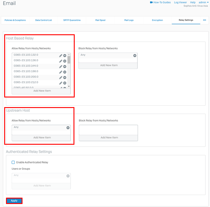 O365 のリレー設定。