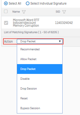 操作を指定します。