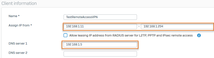 クライアント情報の設定。