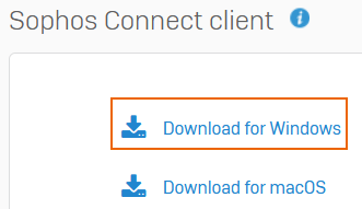 Sophos Connect クライアントのダウンロード。