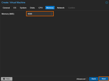 「Memory」タブ。