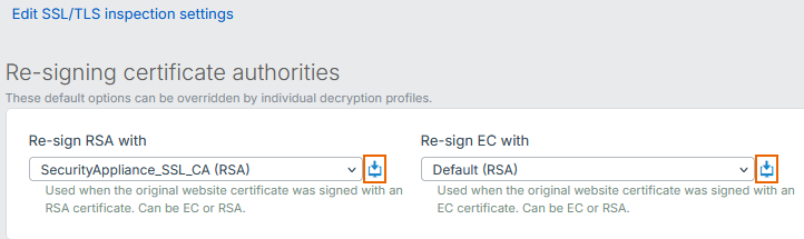 SSL/TLS inspection settings certificates.