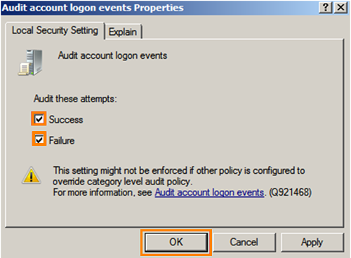 Windows local security setting.