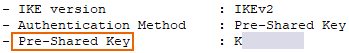 AWS VPN connection preshared key.