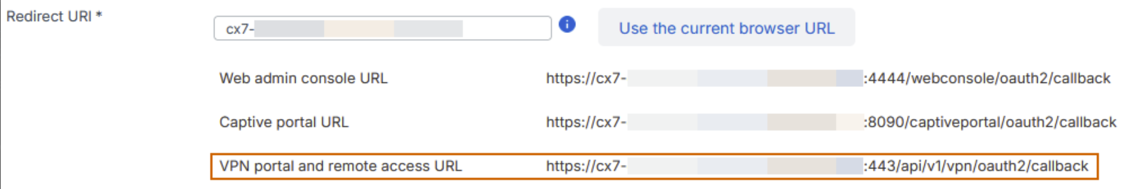 VPN portal and remote access URL.