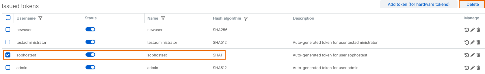 Delete SHA1 tokens.