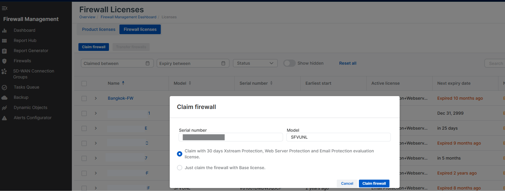 Claim the firewall.