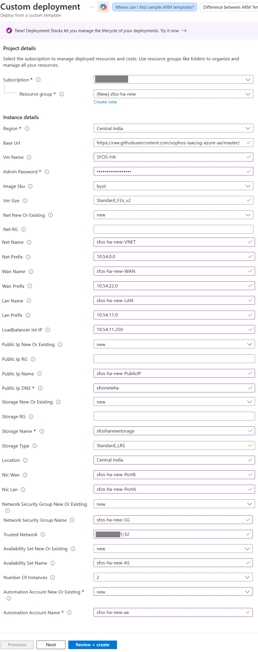 Azure active-active HA load balancer template.