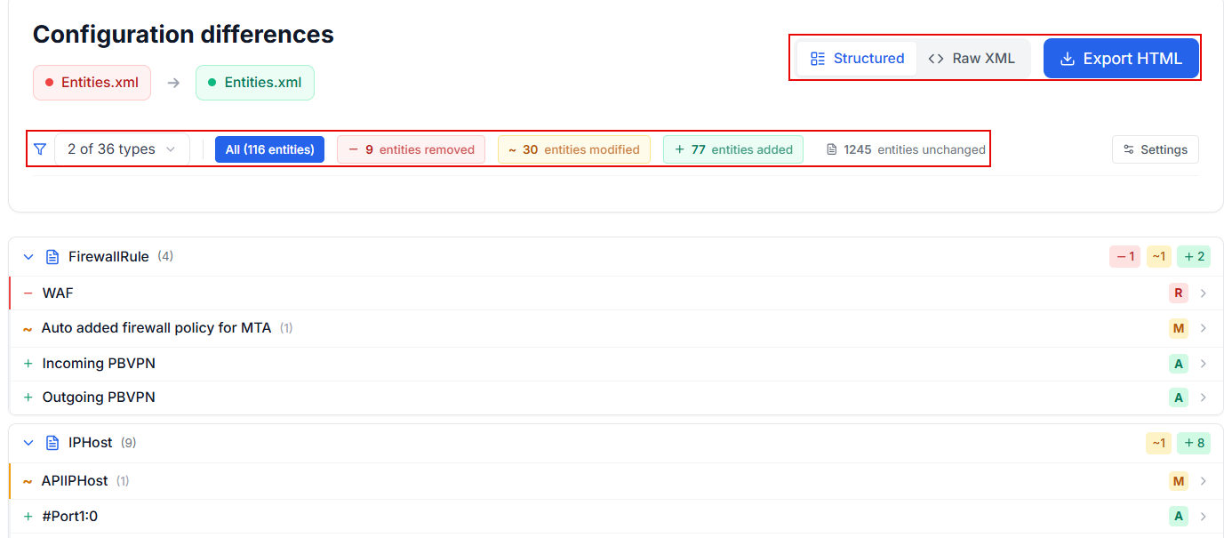 Config Studio comparison report.