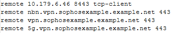 Sophos Connect remote gateways.