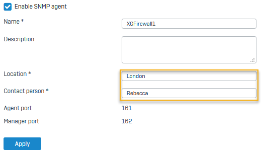 Configure SNMP agent.